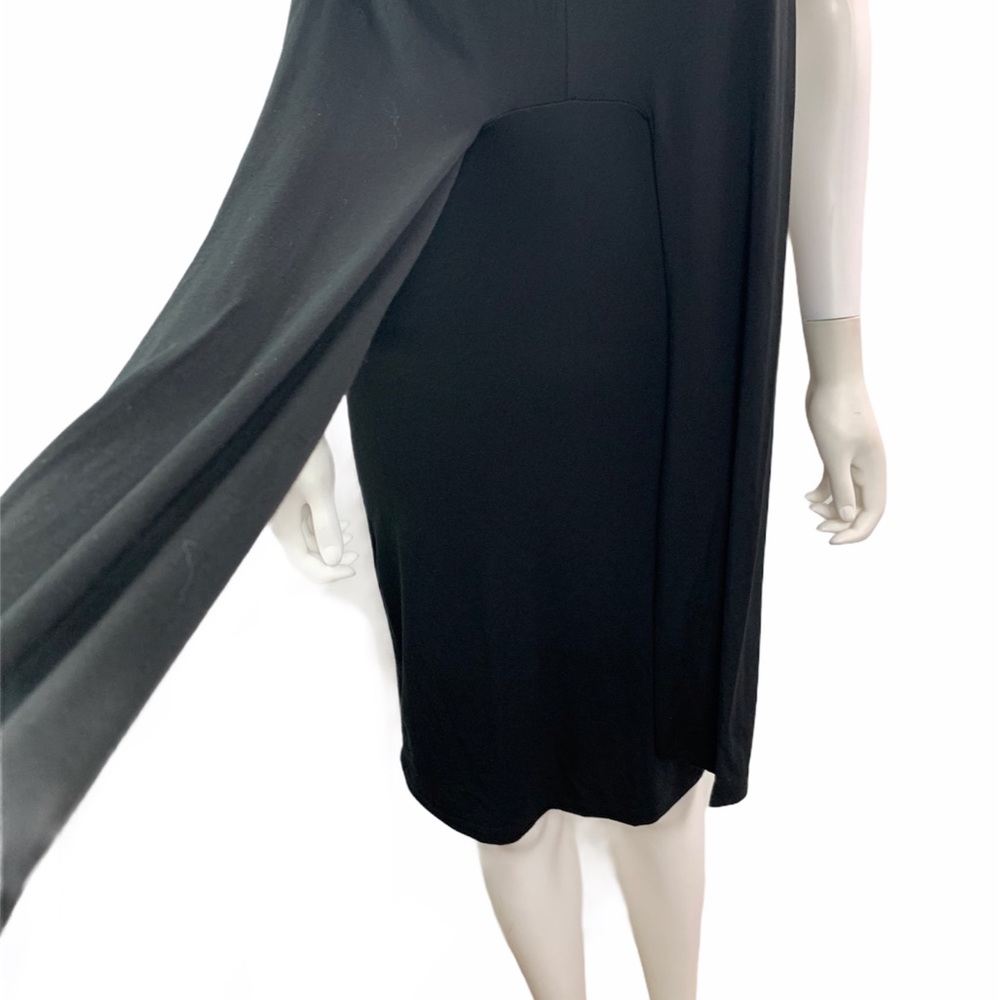 Final Touch Sleeveless V Neck Solid Black Dress - image 5